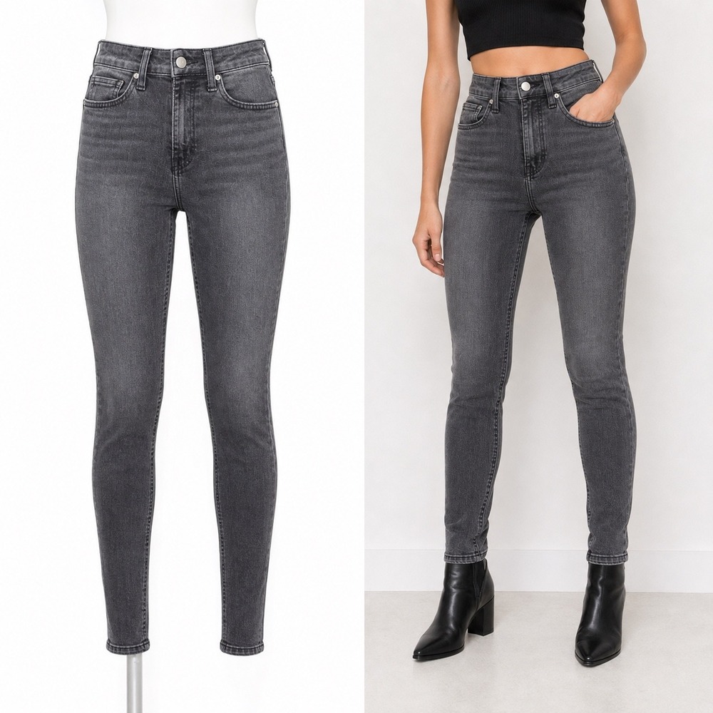 Anine Bing Skinny Jeans Women 24 Grey High Rise Faded Wash Stretch Denim Pants